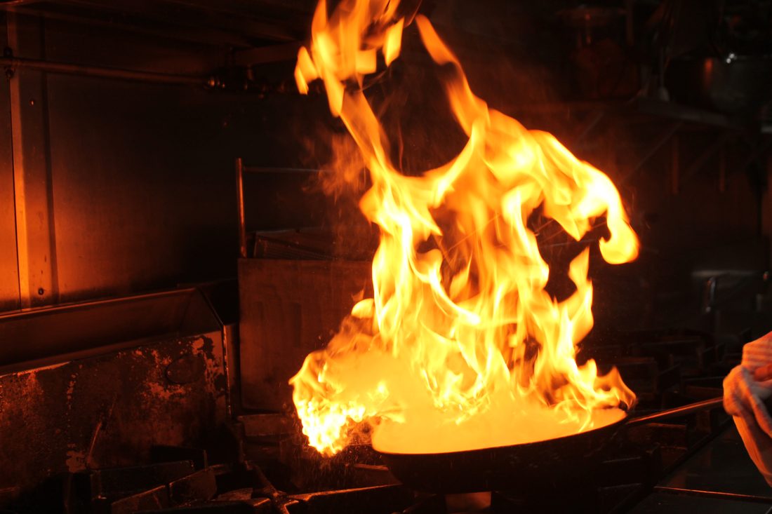 Flame cooking in the Shanikas kitchen